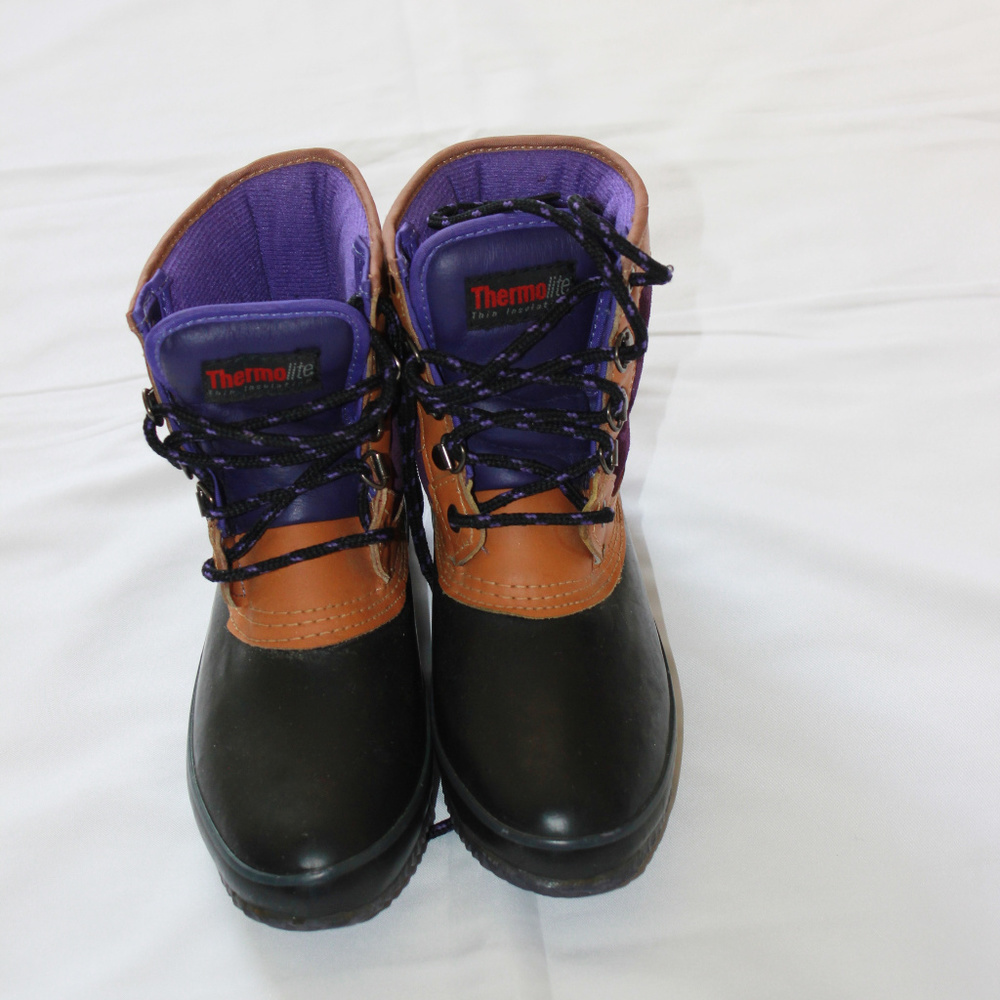 Thermolite Purple and Brown Winter Boots Girls 7